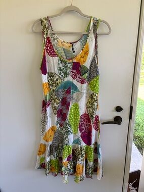 Jams World Speckle Dress in Leaf Floral Multicolor Print Large boho Hawaii